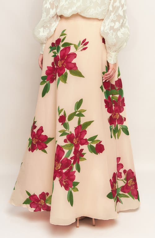 Flying Tomato Floral A-line Maxi Skirt In Neutral