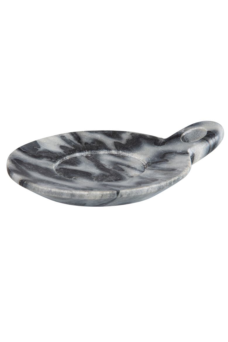 Hand-Carved Marble Dish with Handle, Grey, Main, color, Grey