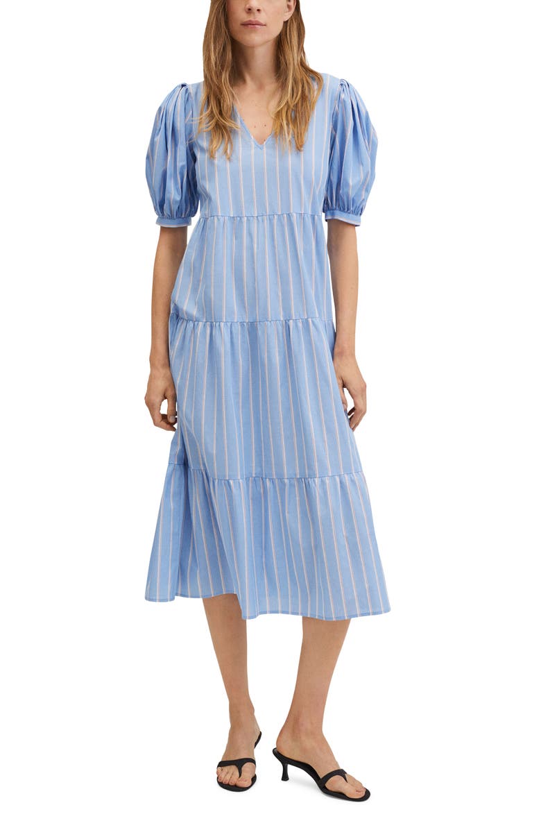 MANGO Stripe Cotton Midi Dress, Main, color,