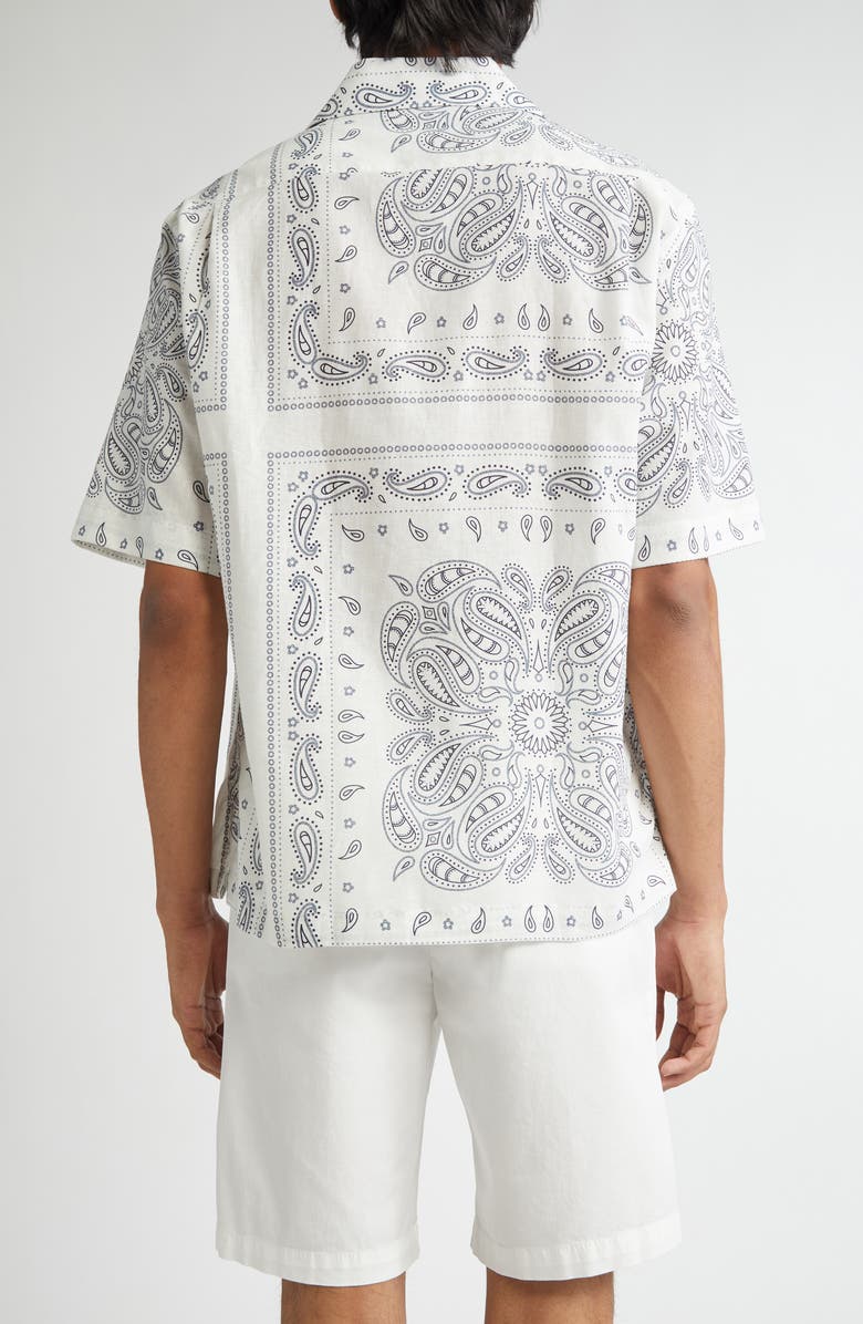 Eleventy Bandana Print Linen & Cotton Camp Shirt, Alternate, color, 