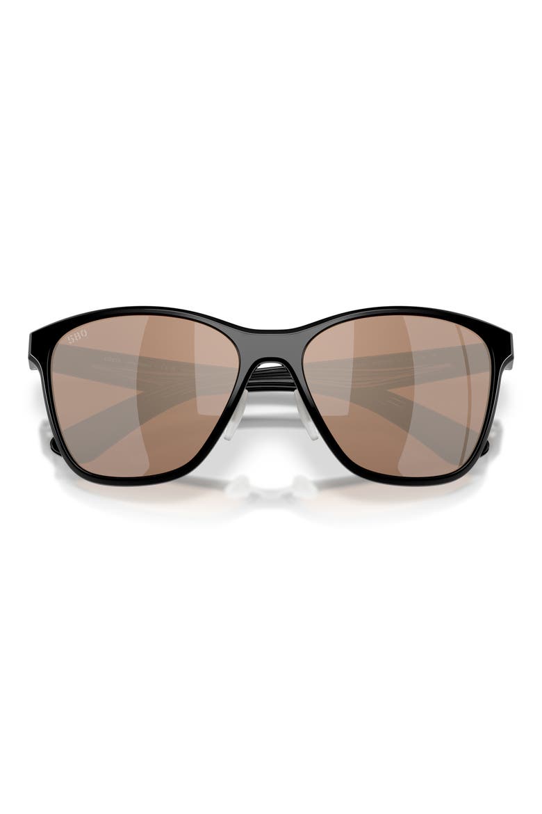 Luna Nueva 57mm Polarized Butterfly Sunglasses, Alternate, color, BLACK / COPPER SILVER 580G