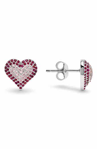 Pavé Cubic Zirconia Heart Stud Earrings