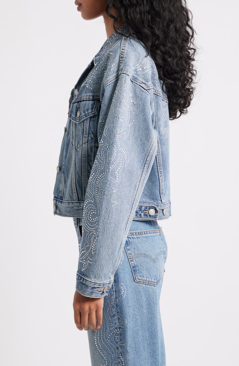 Levi's<sup>®</sup> Shrunken '90s Denim Trucker Jacket, Alternate, color, Denim Venom Trucker