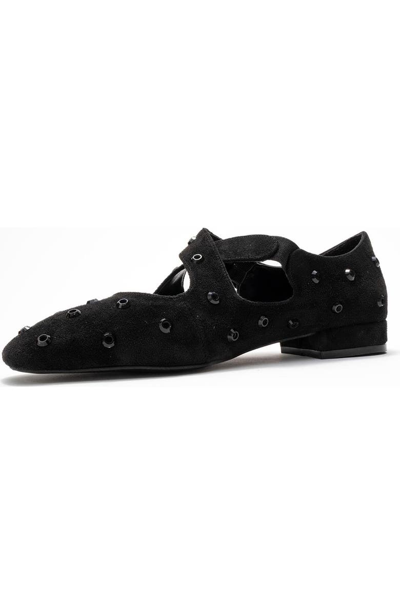 Prologue Shoes Addison Cross Strap Mary Jane Shoes, Alternate, color, Black Suede Faux Leather