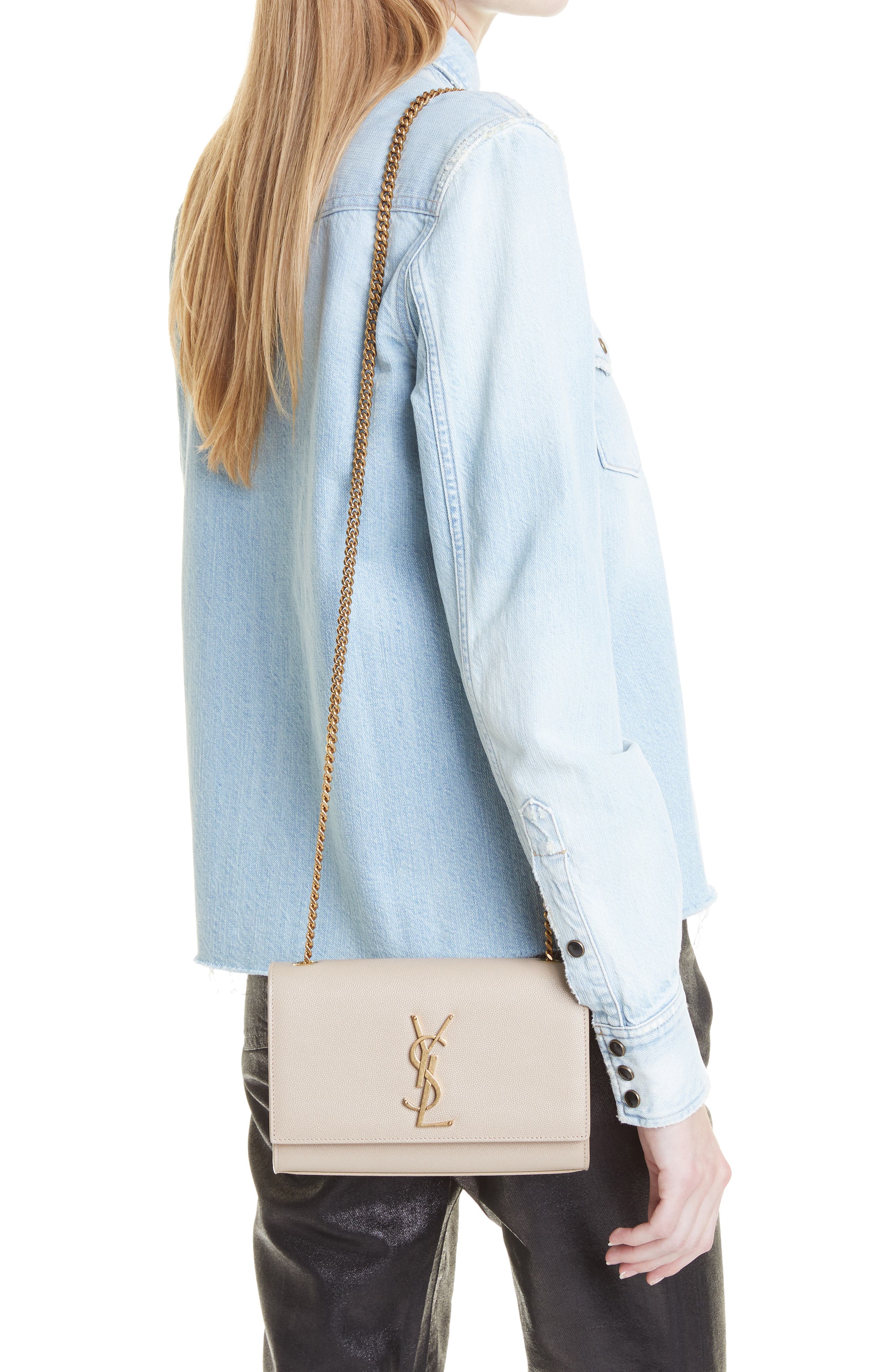 Small Kate Leather Crossbody Bag, Alternate, color, DARK BEIGE