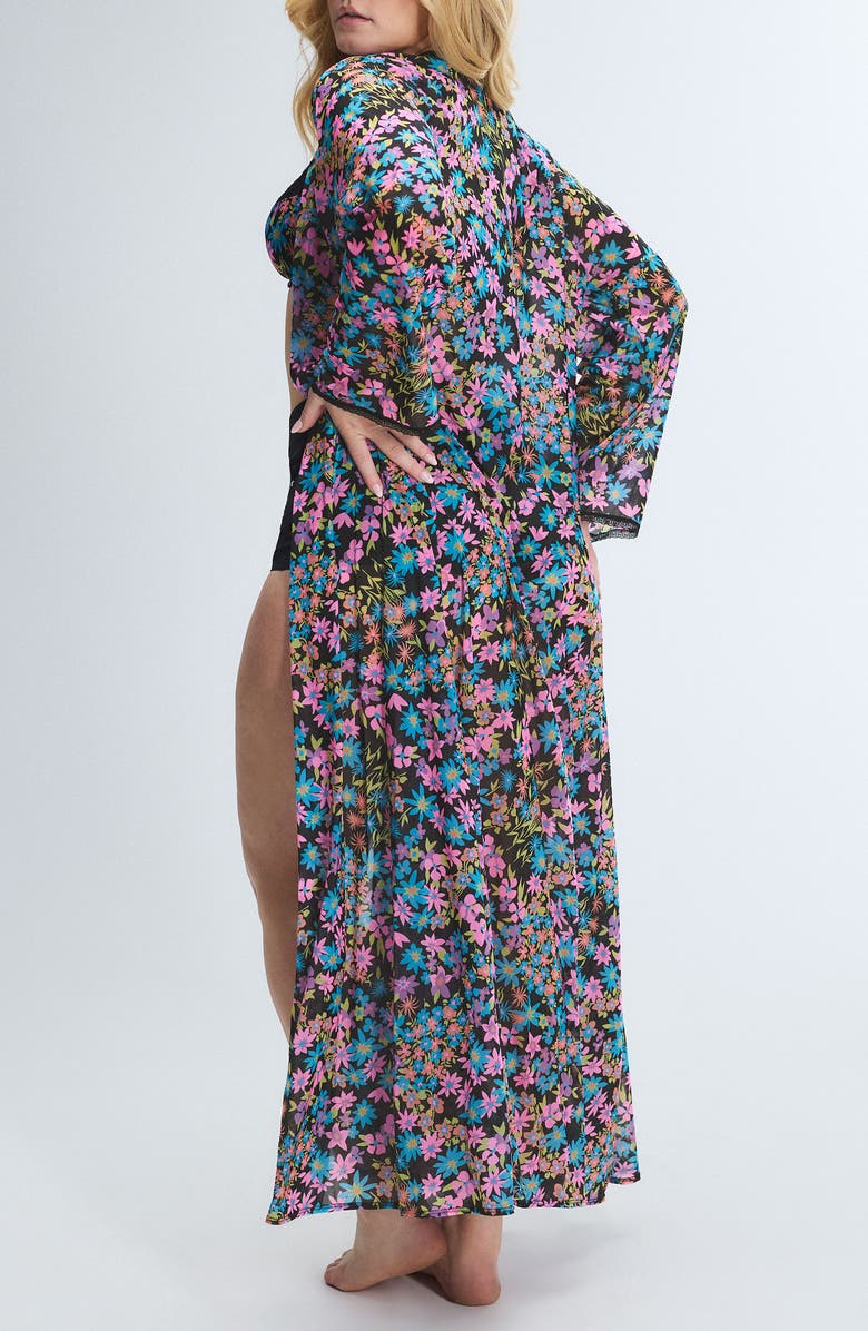 SAVAGE X FENTY On the Prowl Robe, Alternate, color, Black Caviar Flower Ditz Print