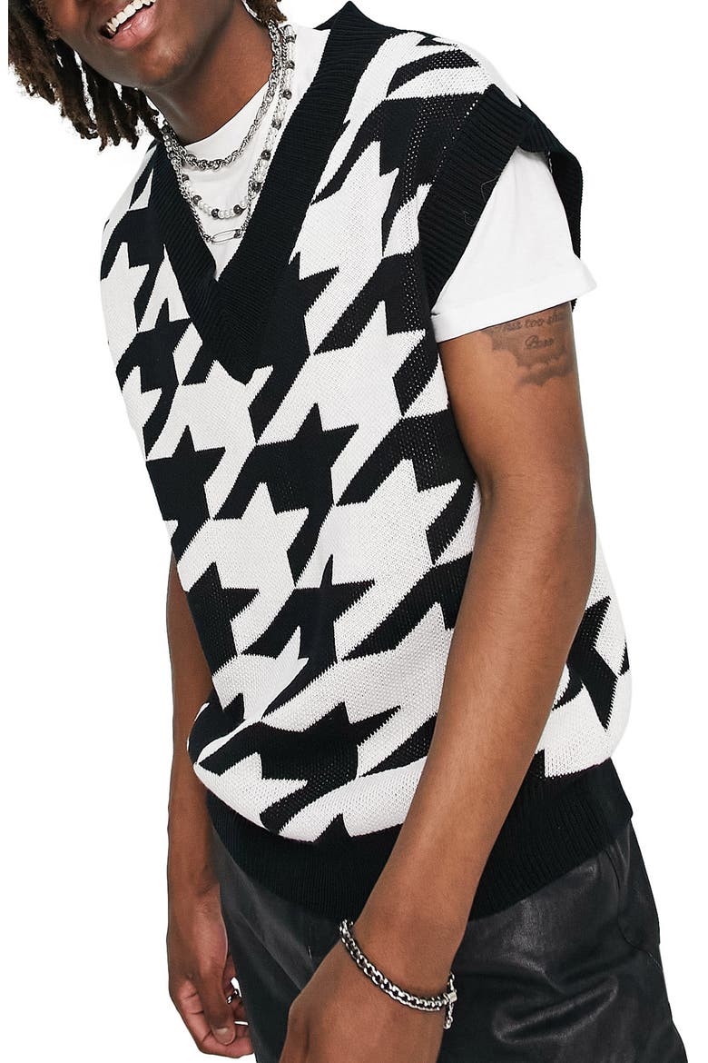Houndstooth Knit Vest, Main, color, MULTI