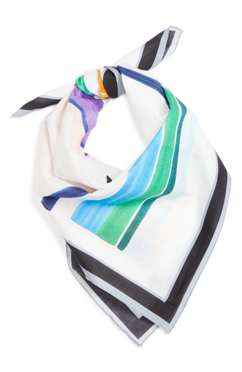 Missoni Rainbow Stripe Cotton Square Scarf, Alternate, color, 0001 White Multi