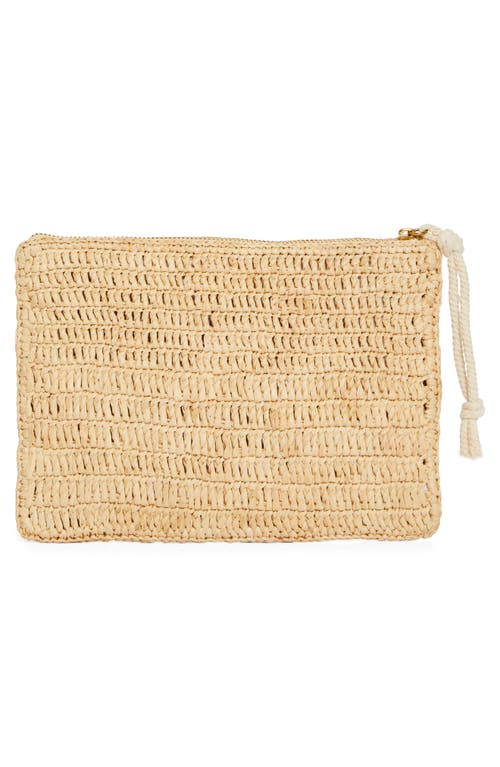 Isabel Marant Praia Raffia Zip Pouch In Natural/pink