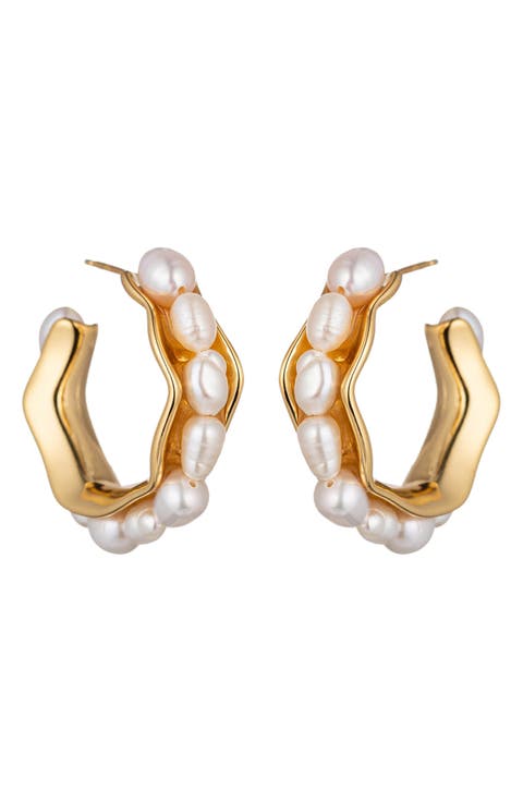 Isabella Faux Pearl Hoop Earrings