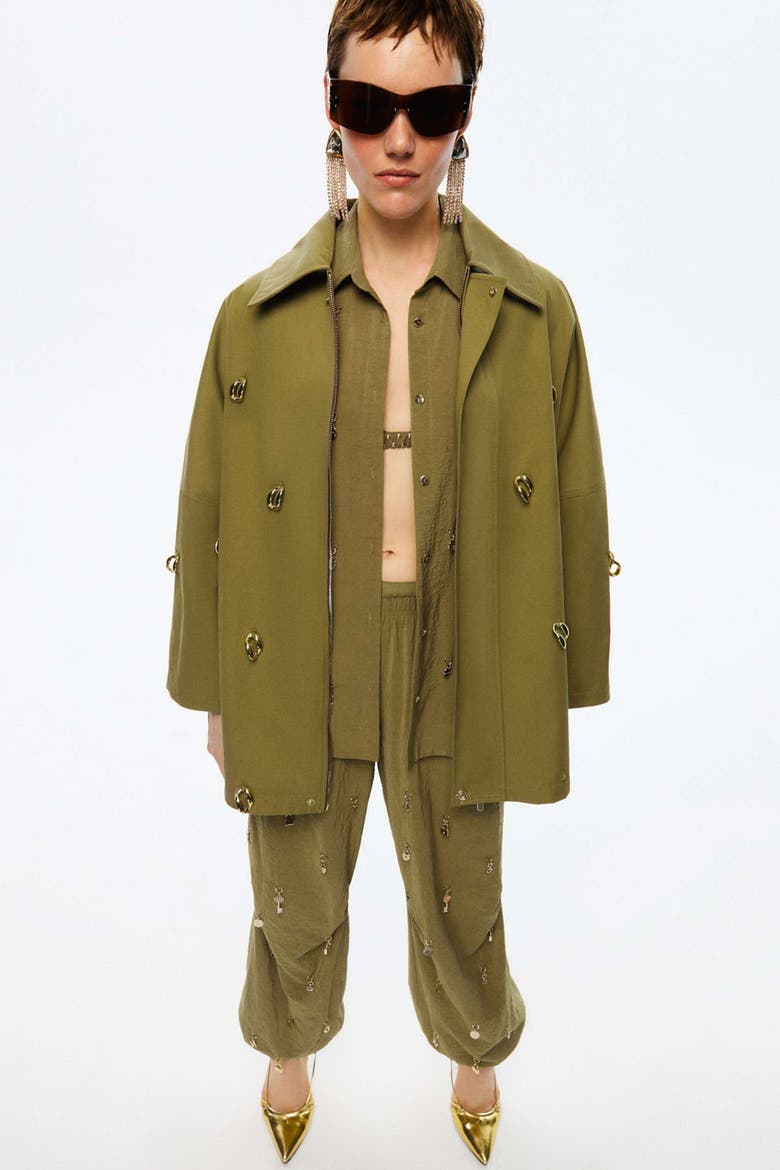 Chained Trench Coat, Main, color, Khaki