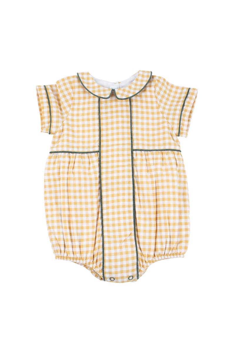 Cuclie Gingham Bubble Romper, Main, color, Yellow Multi