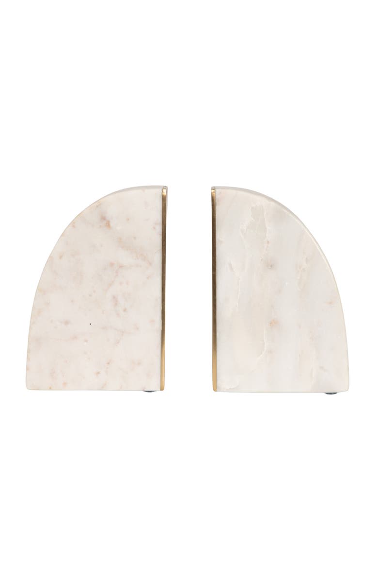 Storied Home 2-Piece Marble Bookends with Brass Inlay, Alternate, color,