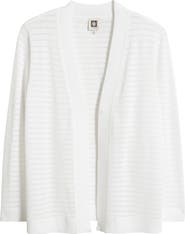 Anne Klein Sheer Stripe Open Front Cardigan