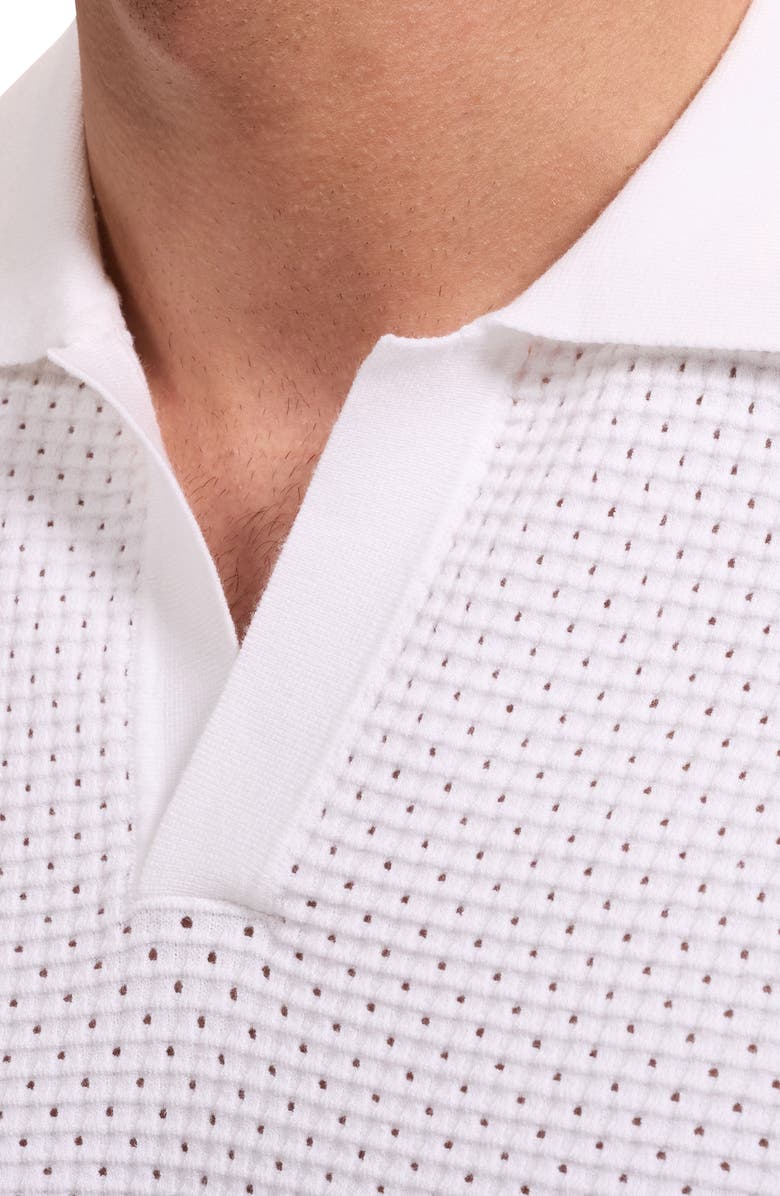 Bugatchi Open Stitch Polo Sweater, Alternate, color, Chalk