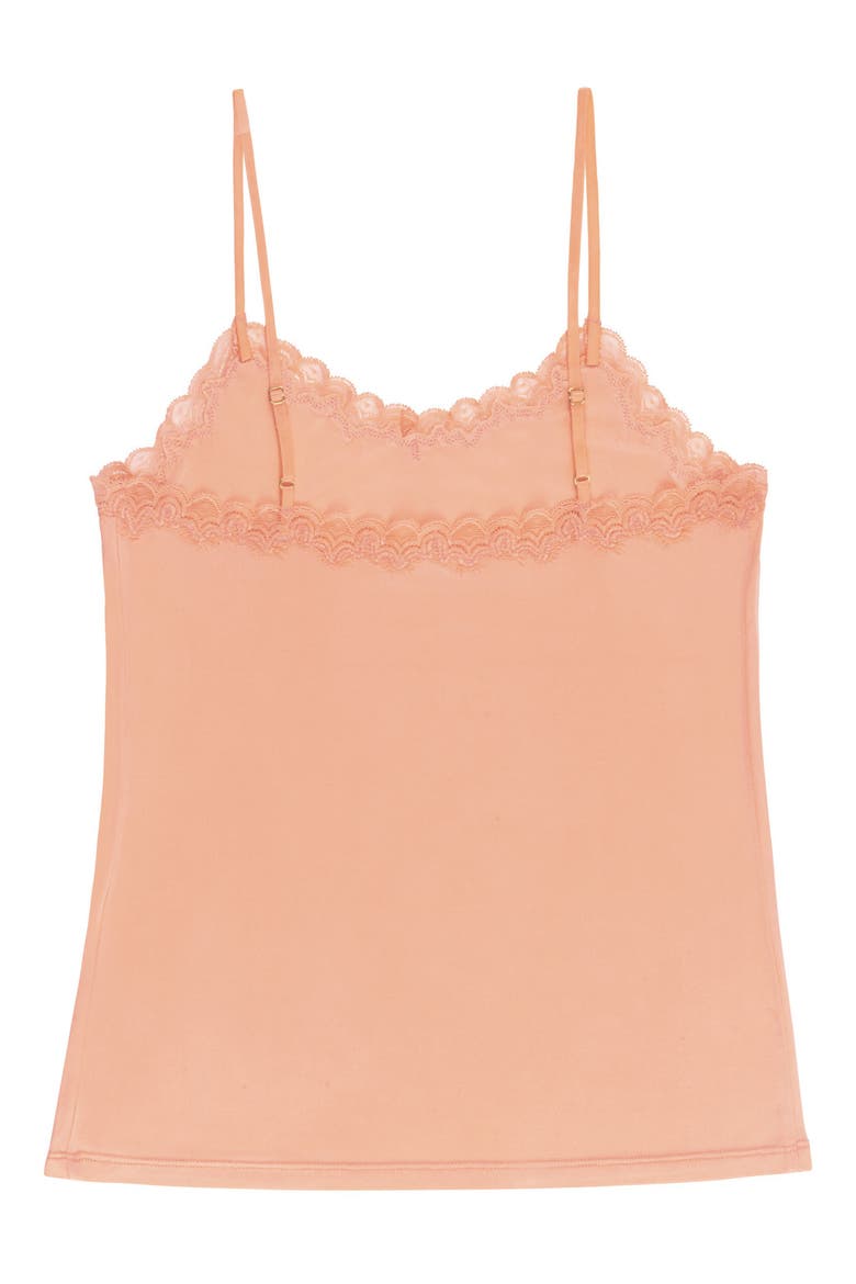 Soft Silk Lace Trim Camisole, Alternate, color, PAPAYA PUNCH
