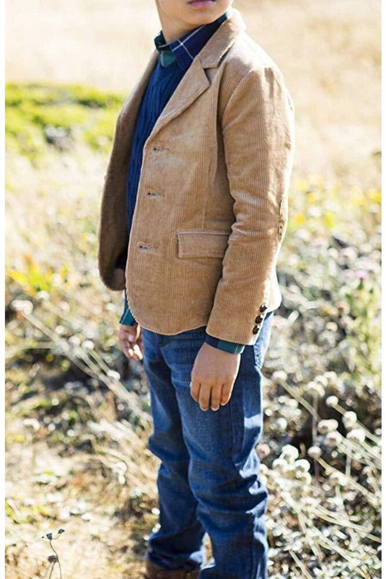 Kids' Organic Corduroy Blazer, Alternate, color, Medium Brown