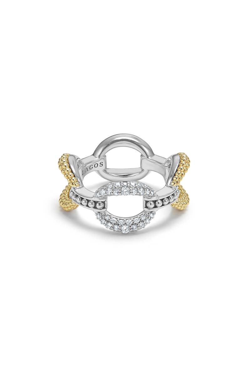LAGOS Caviar Luxe Diamond Link Ring, Alternate, color, 