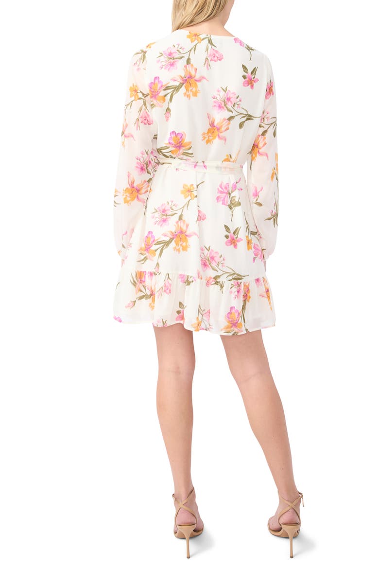 Floral Print Long Sleeve Minidress, Alternate, color, NEW IVORY