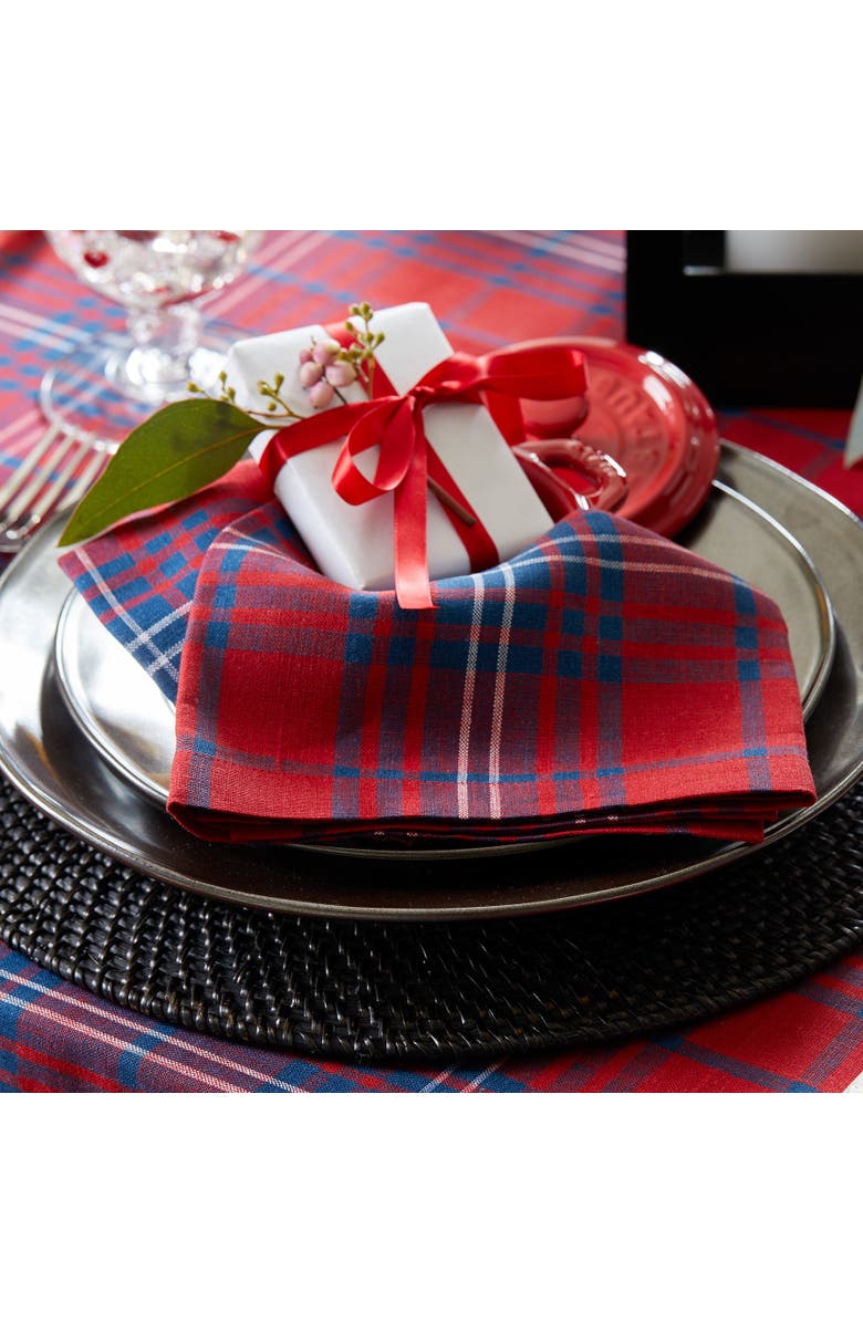 Solino Home Linen Dinner Napkins - Red Tartan Plaid, 20" x 20", Alternate, color, Red And Navy