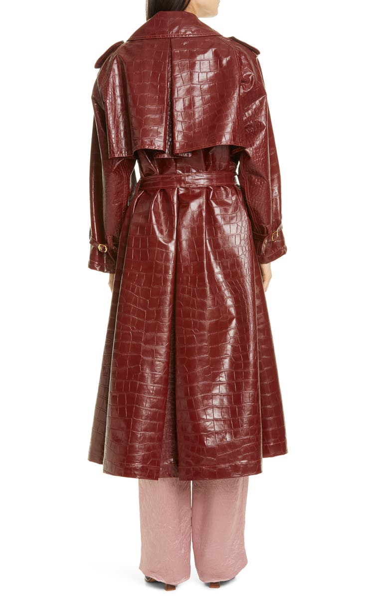 Sies Marjan Eva Alligator Embossed Faux Leather Trench Coat, Alternate, color, 