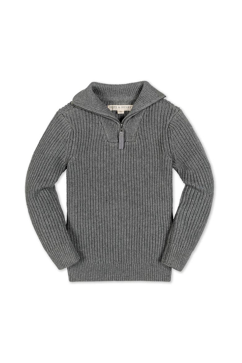 Kids' Organic Rib Knit Half Zip Pullover Sweater, Main, color, Dark Gray Heather