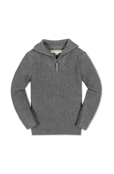 Kids' Organic Rib Knit Half Zip Pullover Sweater