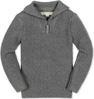 Hope & Henry Kids' Organic Rib Knit Half Zip Pullover Sweater