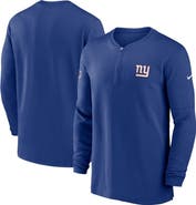 Nike Men's Nike  Royal New York Giants 2023 Sideline Performance Long Sleeve Tri-Blend Quarter-Zip Top
