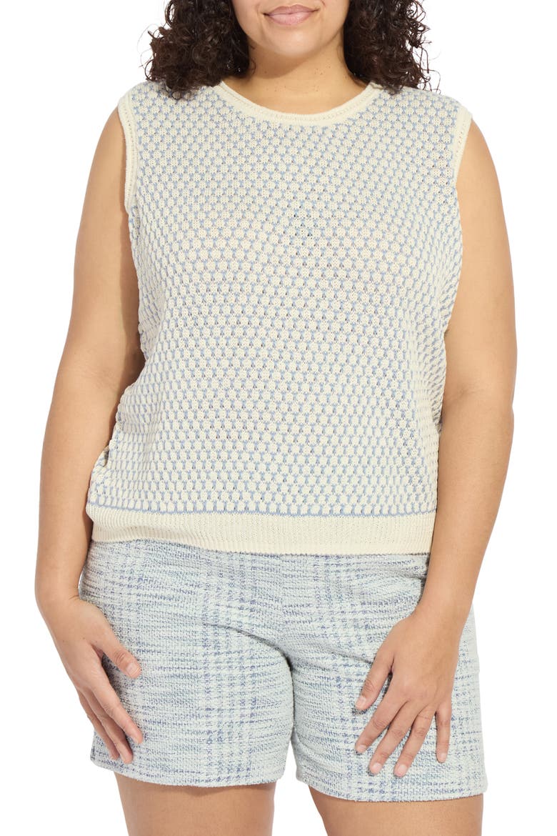 Claire Honeycomb Knit Tank, Main, color, ECRU/ AZZURRO