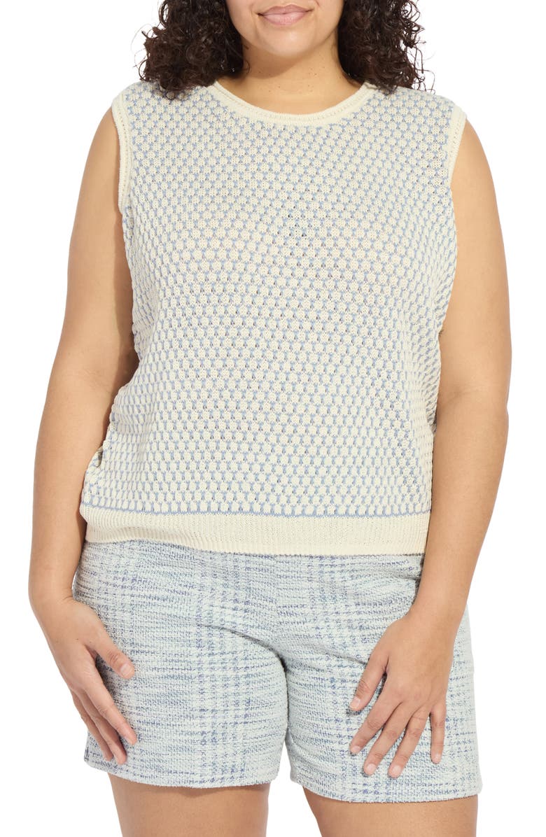Lysse Claire Honeycomb Knit Tank, Main, color, Ecru/ Azzurro