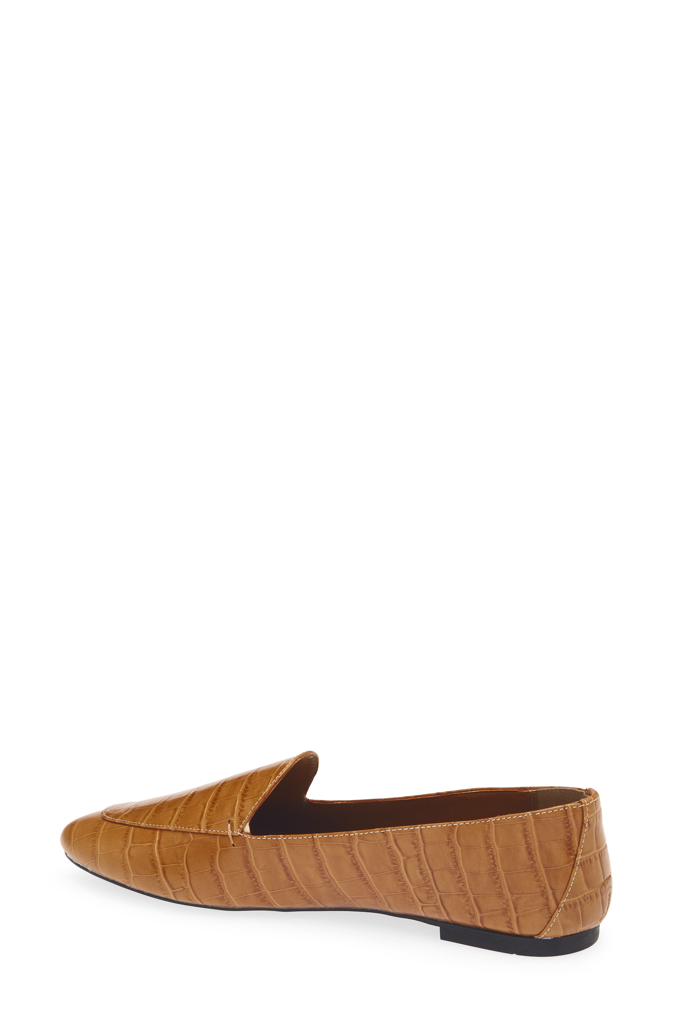 Croc Embossed Leather Loafer, Alternate, color, COGNAC