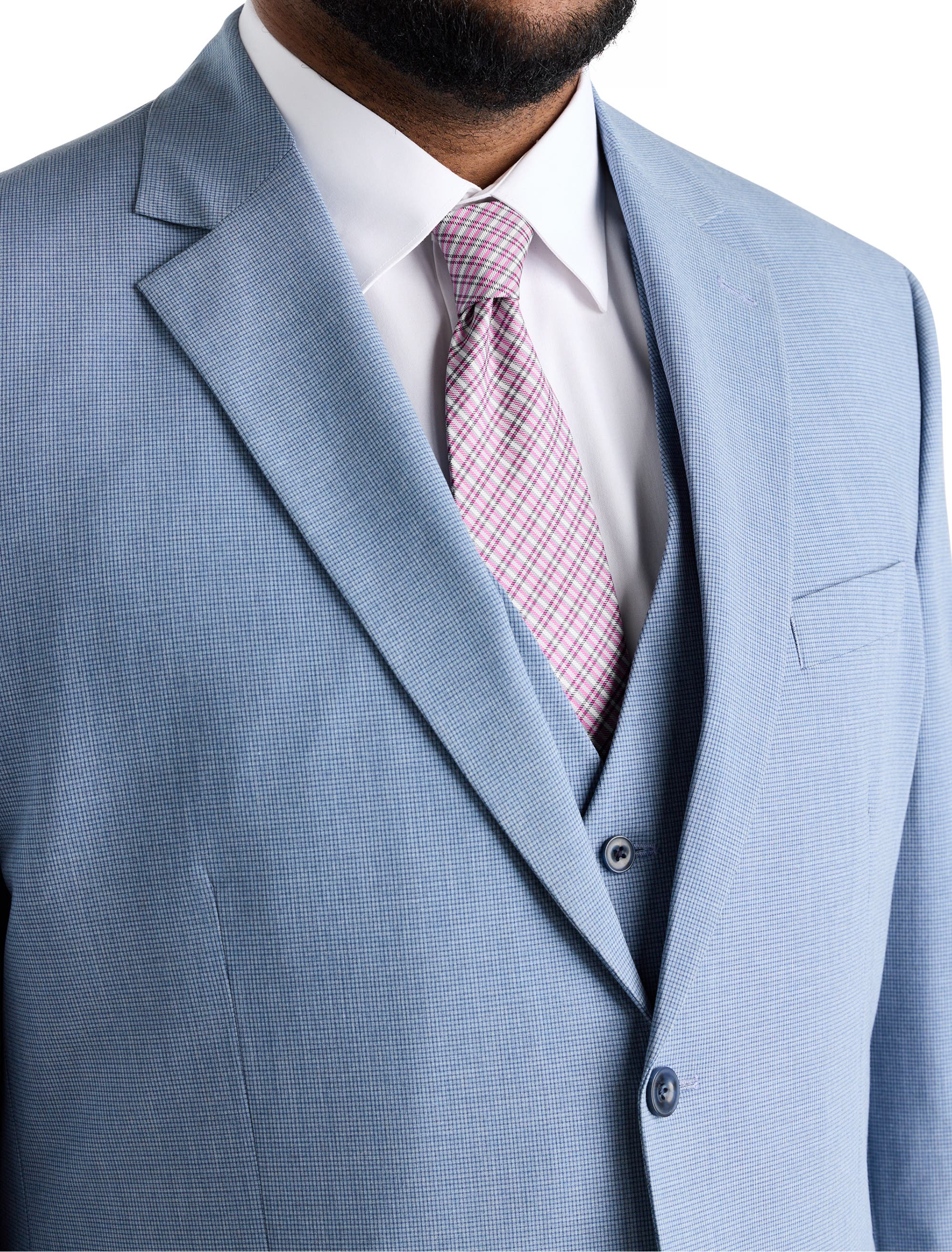 Big & Tall Jacket-Relaxer Micro Check Suit Jacket - image 2