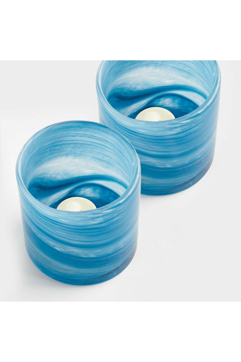 Barclay Butera Seaside Glass Hurricane, Alternate, color, Blue