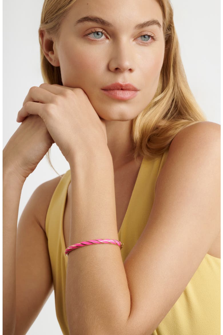 Trinity Twist Enamel Hinge Bracelet, Alternate, color, METALLIC GOLD/ BRIGHT PINK