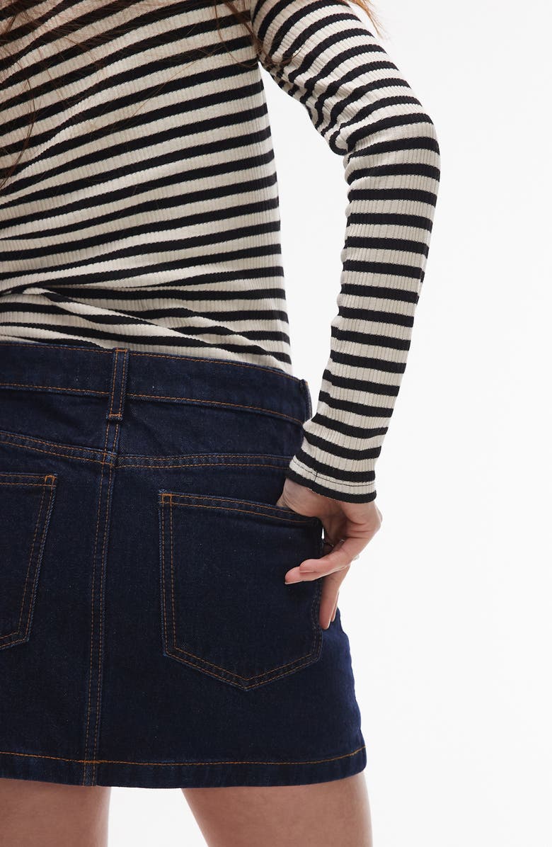 Topshop Pelmet Denim Miniskirt, Alternate, color, Medium Blue