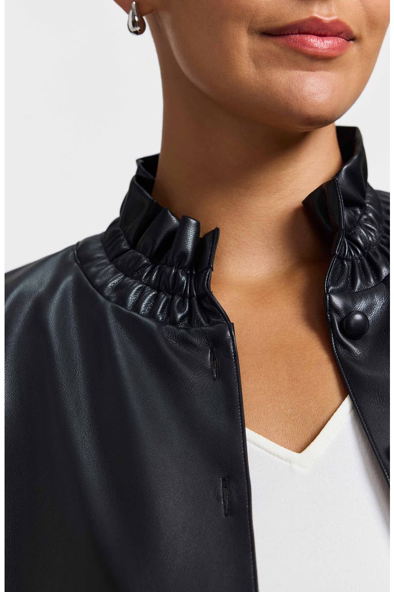 Carolina Faux Leather Button-Up Shirt Jacket, Alternate, color, BLACK