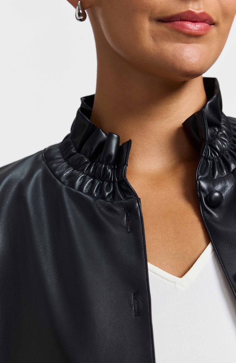 Foxcroft Carolina Faux Leather Button-Up Shirt Jacket, Alternate, color, Black