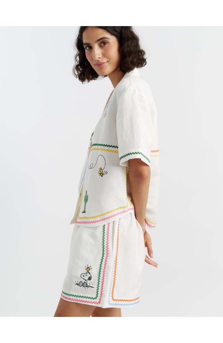 Chinti & Parker Linen-Cotton Peanuts Vacation Shorts, Alternate, color, Cream