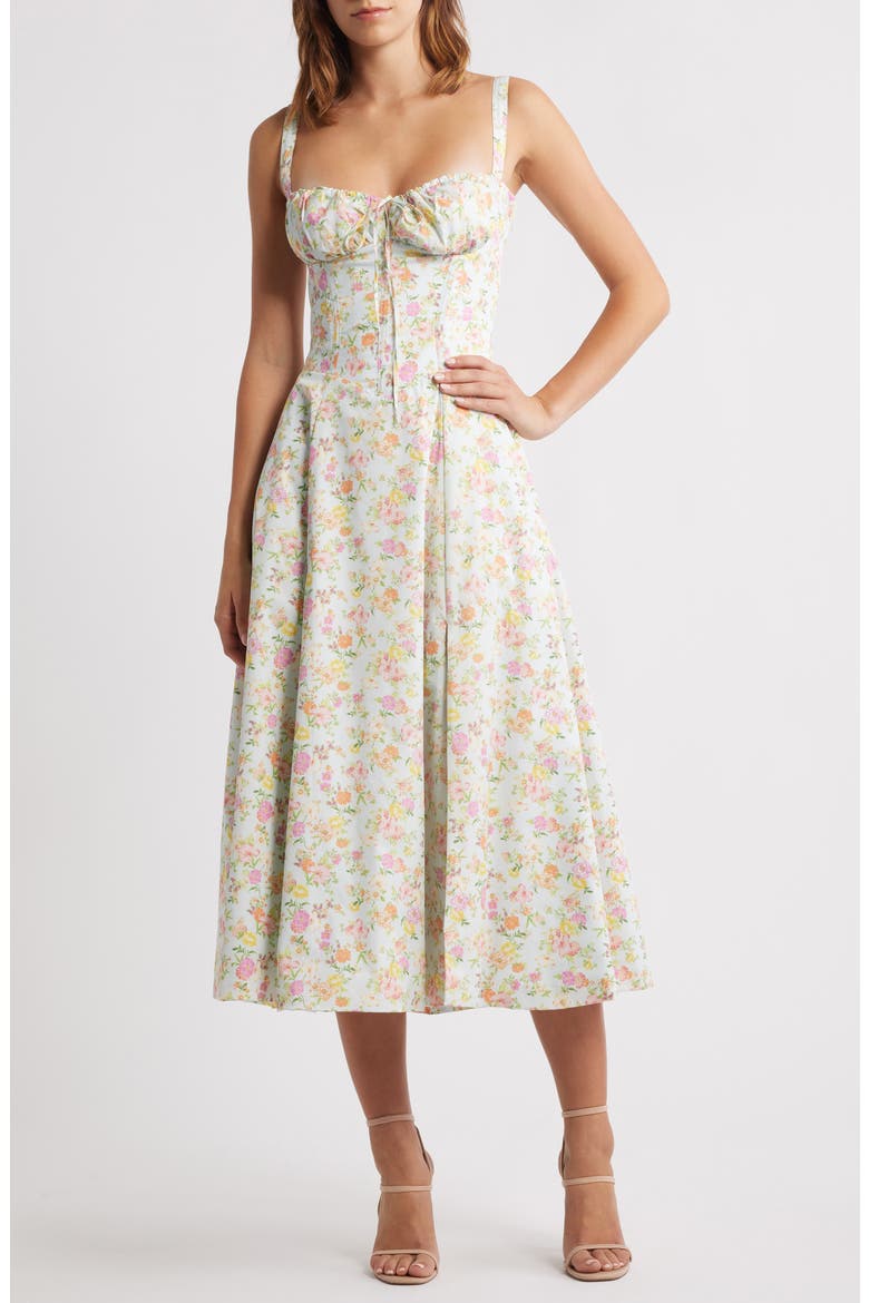 Carmen Bustier Sundress, Main, color, PINK FLORAL PRINT 2