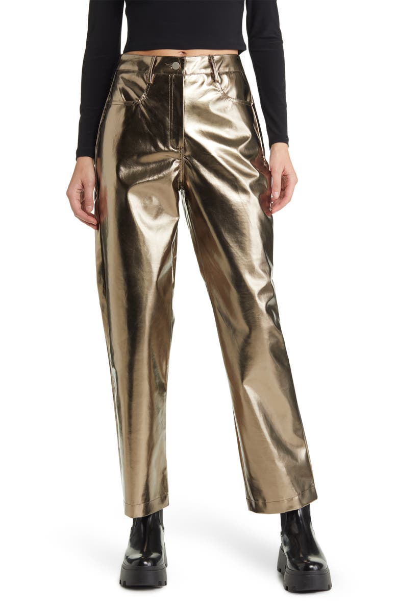 Amy Lynn Shiny Straight Leg Pants, Main, color,