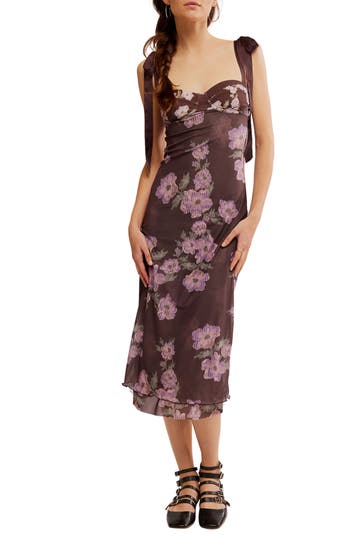Free People Floral Layered Mesh Slipdress