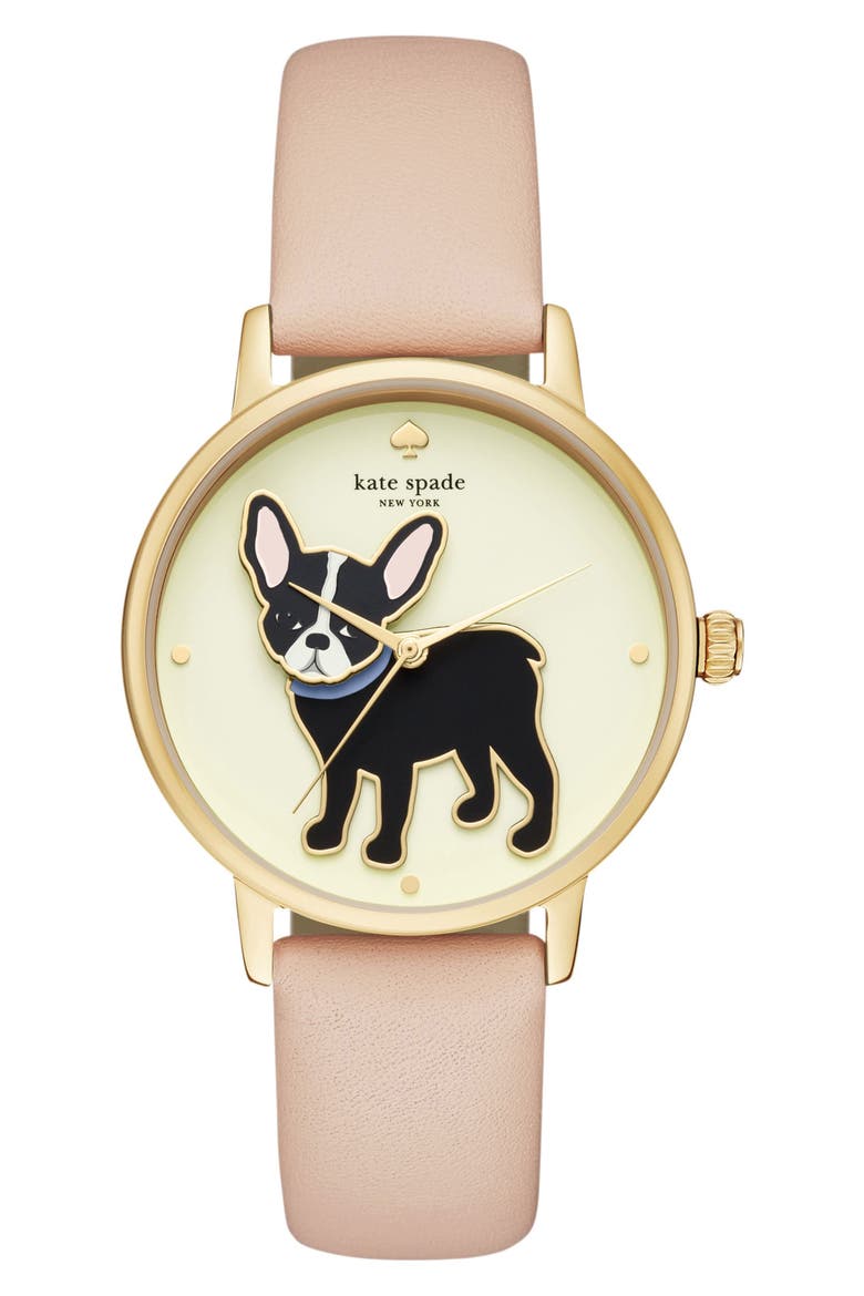 grand metro antoine leather strap watch, 38mm, Main, color, GOLD