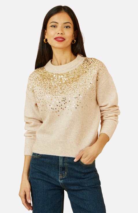 Relaxed Knitted Sequin Sweater