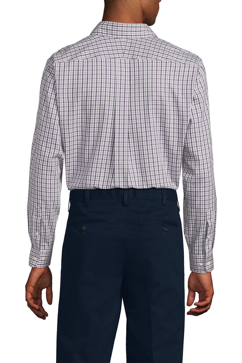 School Uniform  Tailored Fit No Iron Solid Supima Cotton Pinpoint Buttondown Collar Dress Shirt, Alternate, color, Lush Burgundy Multi Check