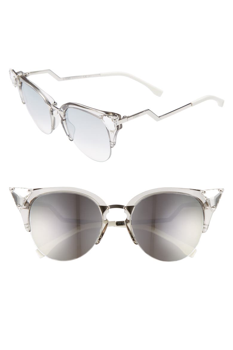 Crystal 52mm Tipped Cat Eye Sunglasses, Main, color, CRYSTAL/ PALLADIUM