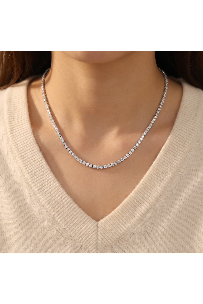 23 Ct TW Round Cut lab Grown Diamond Tennis Necklace 14K Gold 18", Alternate, color, 14k White Gold