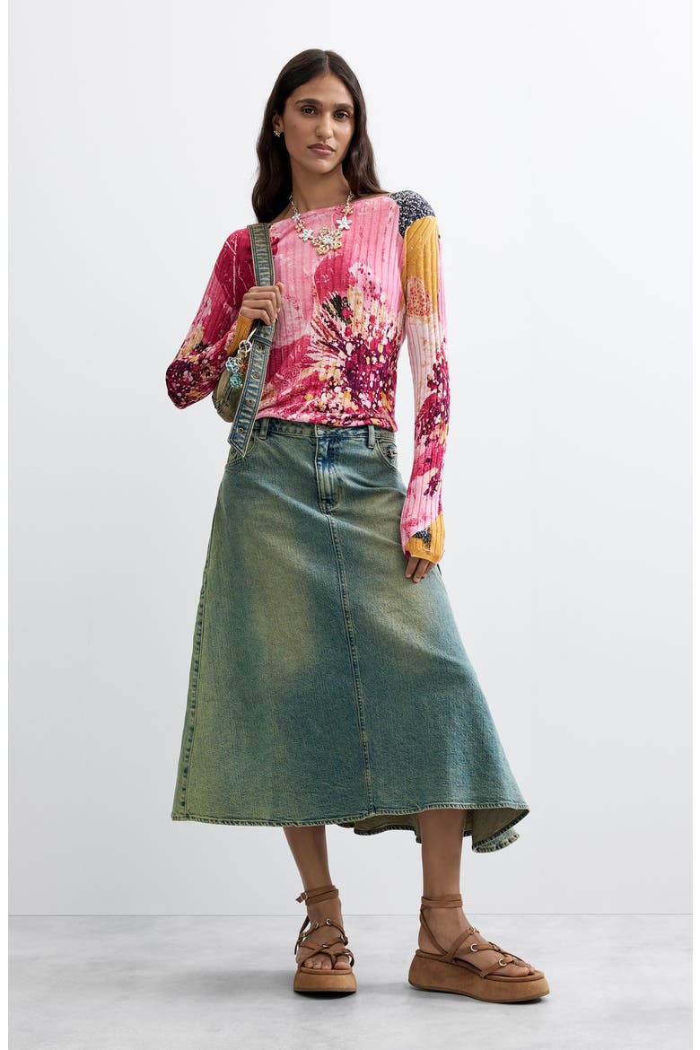 Print Boat Neck Sweater, Alternate, color, PINK