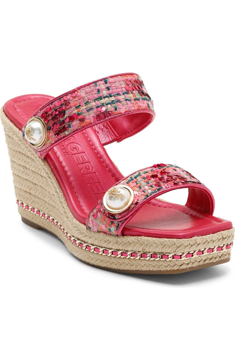 KARL LAGERFELD PARIS Carsen Espadrille Platform Wedge Sandal, Main, color, Hot Pink