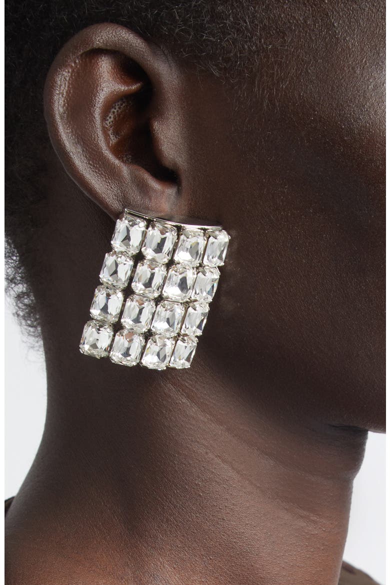 Crystal Pavé Earrings, Alternate, color, CLEAR CRYSTAL/ SILVER